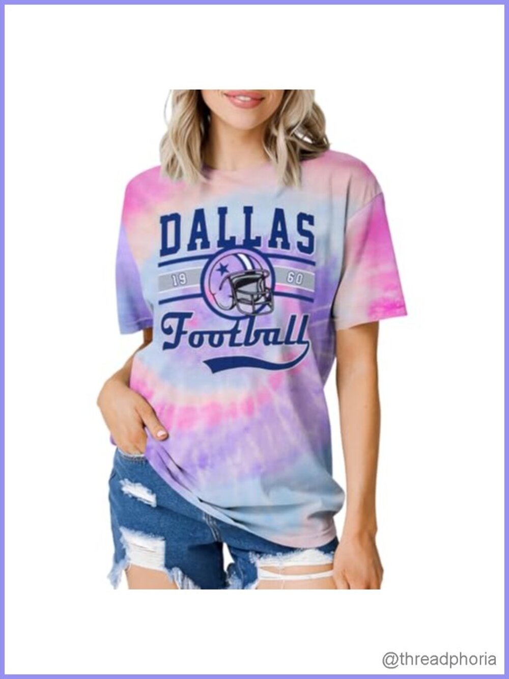 Women's Tie Dye Football Game Day T-Shirt Short Sleeve Graphic Tee